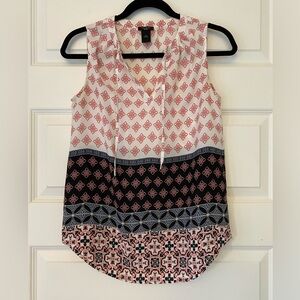 Ann Taylor Sleeveless Blouse - Pink and Black